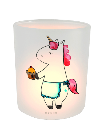 Mr. & Mrs. Panda Outdoor Windlicht Einhorn Muffin ohne Spruch in Transparent