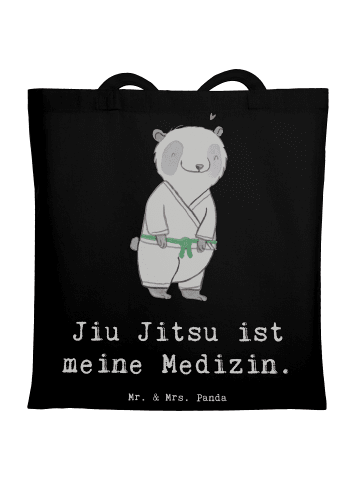 Mr. & Mrs. Panda Jutebeutel Panda Jiu Jitsu mit Spruch in Schwarz