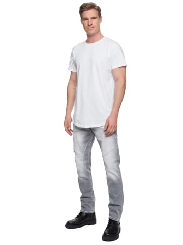 Rusty Neal Jeans Hose "NISHO" Straight-Fit Biker Cotton-Stretch in Light Grey Used