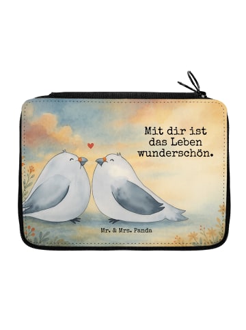 Mr. & Mrs. Panda Bleistiftetui Turteltauben Liebe Design mit Spruch in Weiß