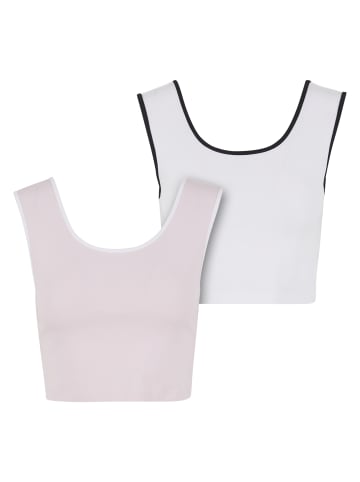 Urban Classics Urban Classics Ladies Contrast Cropped Top in blushedrose/white+white/black