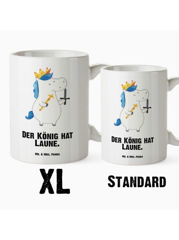 Mr. & Mrs. Panda Steinguttasse Einhorn König mit Schwert mit Spruch in Weiß