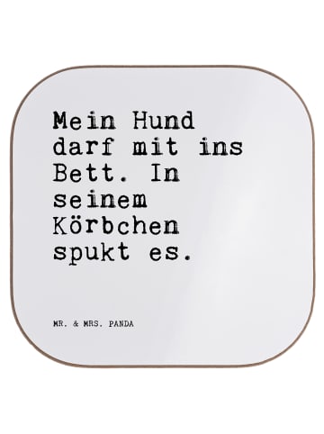 Mr. & Mrs. Panda Tassenuntersetzer Mein Hund darf mit... mit Spruch in Weiß