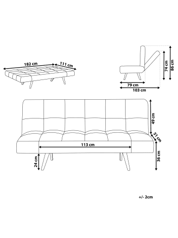 Beliani 3-Sitzer Sofa INGARO in Bunt/Heller Holzfarbton/Blau