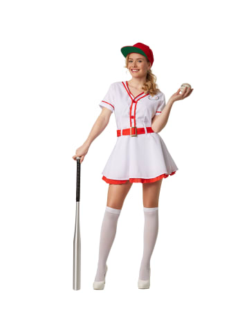 tectake Einteiliges Kleid zum Knöpfen, rot/weiß