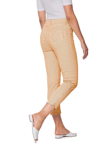 MADELEINE Fein gestreifte Jeans in weiß / aprikose