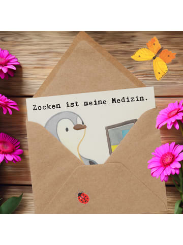 Mr. & Mrs. Panda Klappkarte Pinguin Zocken Design mit Spruch in Weiß