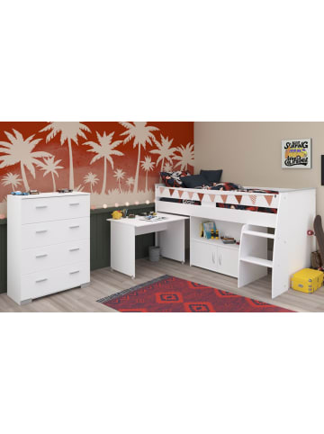 Parisot Kinderzimmer weiß, Komplett-Set 2-teilig mit Stauraumbett, Kommode