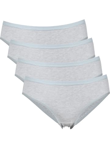 Erwin Müller Baumwolle, Single-Jersey Slip 4er-Pack in hellgrau-meliert