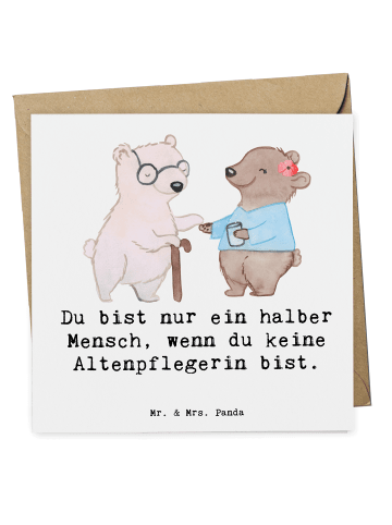 Mr. & Mrs. Panda Deluxe Karte Altenpflegerin Herz mit Spruch in Weiß