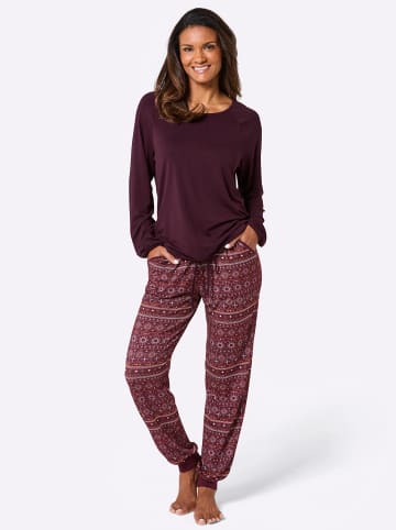 WITT WEIDEN Schlafanzug in burgund-camel-bedruckt