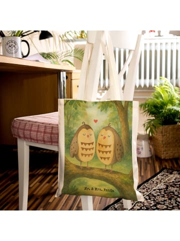 Mr. & Mrs. Panda Shopping Bag Eulen Liebe Design ohne Spruch in Weiß