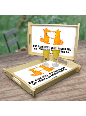 Mr. & Mrs. Panda Holztablett Füchse Liebe mit Spruch in Weiß