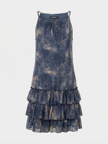 KOROSHI Halbtransparentes kurzes Neckholder-Kurzkleid in blau