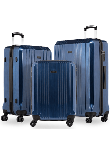 FERGÉ Kofferset Hartschale 3 teilig Koffer Set CANNES TSA-Schoß in blau
