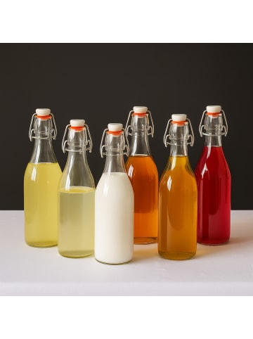 relaxdays 6x Flasche in Transparent - 500 ml