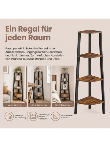 VASAGLE Eckregal Barnet in Braun-Schwarz - (B)33.4 x (H)125 x (T)33.4 cm