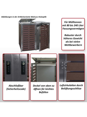 MCW 2er Mülltonnenverkleidung K14, Walnuss-Holzoptik