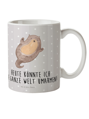 Mr. & Mrs. Panda Kaffeepott Otter Umarmen mit Spruch in Grau Pastell