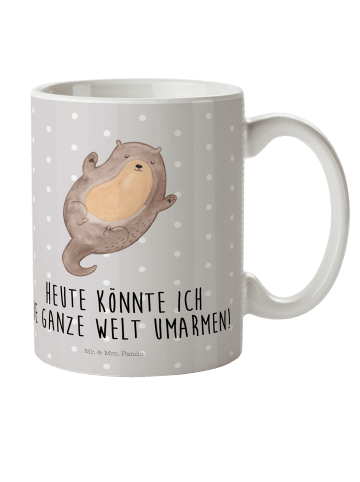 Mr. & Mrs. Panda Kindertasse Otter Umarmen mit Spruch in Grau Pastell