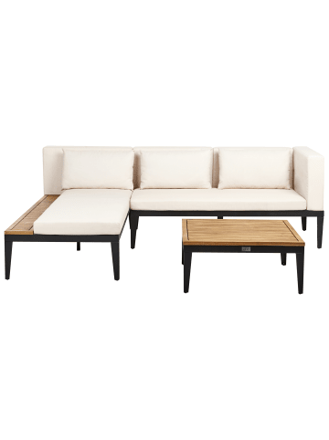 Beliani 2-tlg Lounge Set BRACCIANO in Beige/Heller Holzfarbton/Schwarz