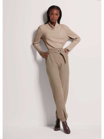 MADELEINE Lässige Damenhose mit Gürtel und Gummisaum in cappuccino / berber / melange
