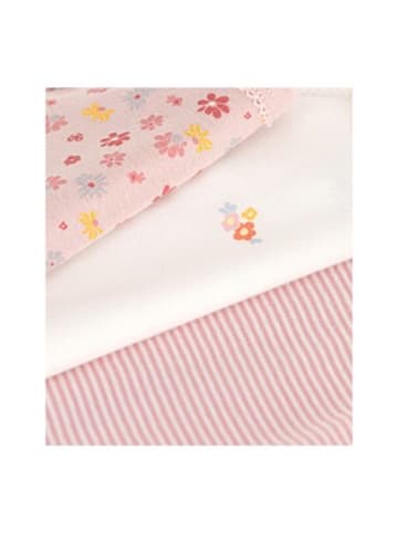 PETIT BATEAU 3er-Pack Bodys ohne Arm Blumen Ringel in Rosa