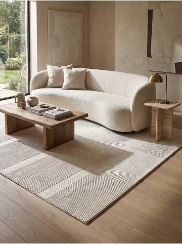 KADIMA DESIGN KASOS Kurzflorteppich Creme 200x290 Geometrisch Polyester Waschbar in Creme