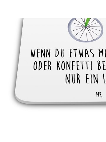 Mr. & Mrs. Panda Bierdeckel Einhorn Radfahrer mit Spruch in Weiß