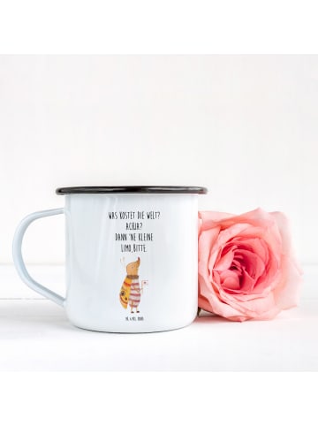 Mr. & Mrs. Panda XL Emaille Tasse Nachtfalter Fähnchen mit Spruch in Weiß