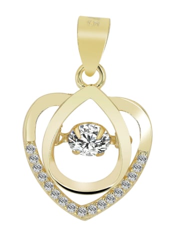 Adeliás Damen Anhänger Herz aus 925 Silber mit Zirkonia in gold