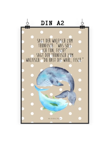 Mr. & Mrs. Panda Bild Walfisch Thunfisch mit Spruch in Beige Pastell