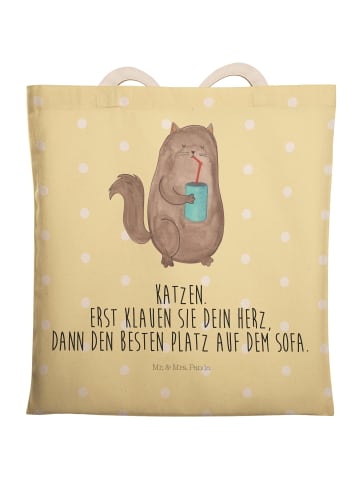 Mr. & Mrs. Panda Tasche Katze Dose mit Spruch in Gelb Pastell