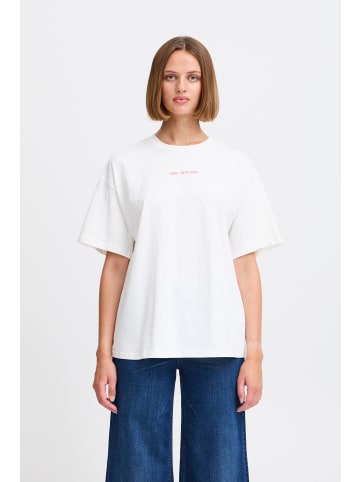 ICHI T-Shirt kurzarm IXBEXI Baggy fit in Cloud Dancer w/ racing red