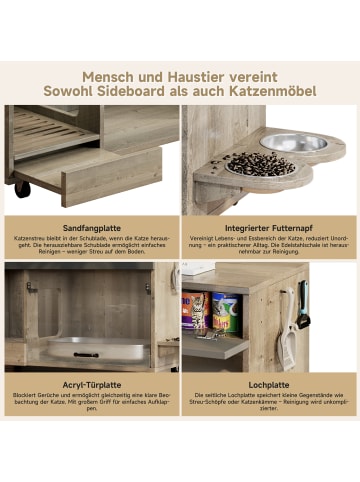 ABRIHOME Katzenkloschrank in Eichenholzfarbe - 100×45.5×67cm