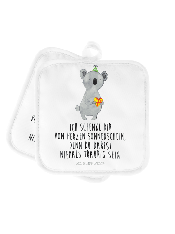 Mr. & Mrs. Panda Topfuntersetzer Koala Geschenk mit Spruch in Weiß