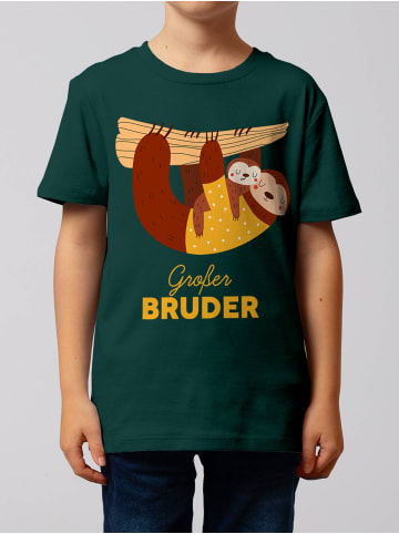 wat? Apparel T-Shirt Faultier Großer Bruder in Dunkelgrün