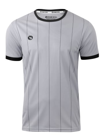 Stark Soul® Kurzarm Sportshirt Pinstripes in hellgrau-schwarz