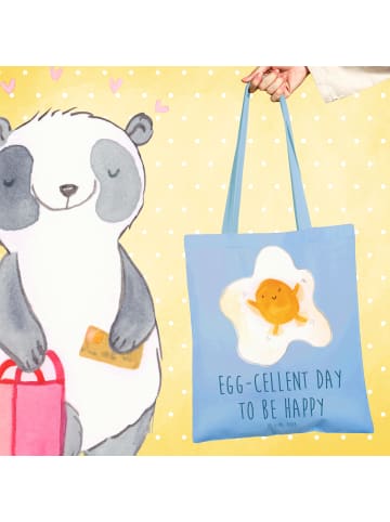 Mr. & Mrs. Panda Shopper Bag Spiegelei Ei mit Spruch in Sky Blue