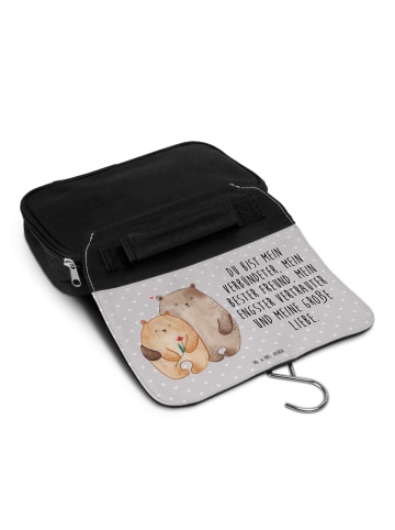 Mr. & Mrs. Panda Kulturtasche Bären Liebe mit Spruch in Grau Pastell