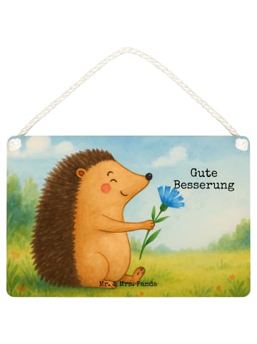 Mr. & Mrs. Panda Türschild Igel Blumen Design mit Spruch in Weiß