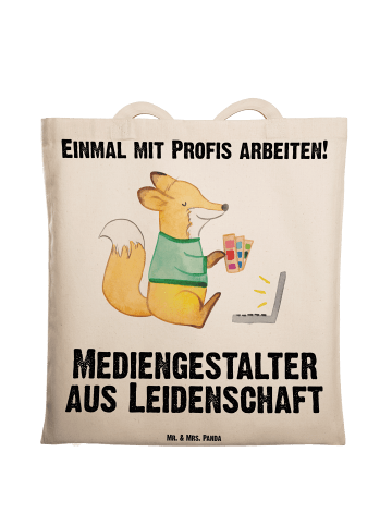 Mr. & Mrs. Panda Tasche Mediengestalter Leidenschaft mit Spruch in Creme