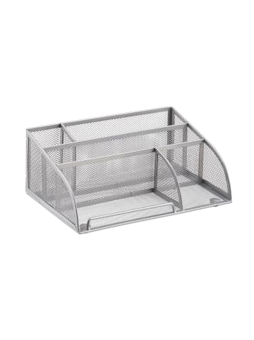 relaxdays Schreibtischorganizer in Silber - (B)25,5 x (H)10,5 x (T)18 cm