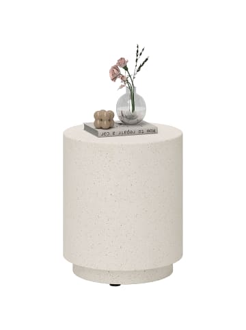 HOMCOM Beistelltisch-37L x 37B x 43H cm-Cremeweiß