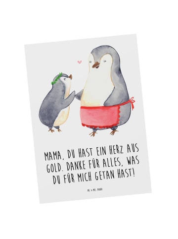 Mr. & Mrs. Panda Postkarte Mama Herz Gold mit Spruch in Weiß