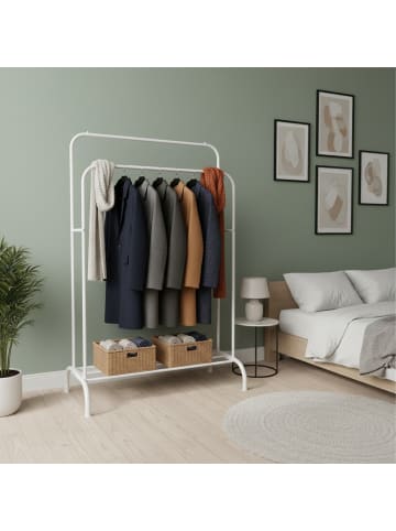 relaxdays Kleiderständer in Weiß - (B)110 x (H)146 x (T)56 cm
