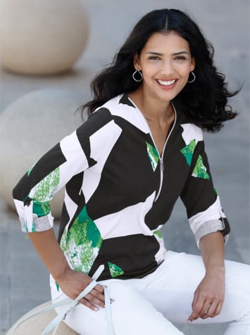 Sieh an! V-Shirt in schwarz-apfel-gemustert