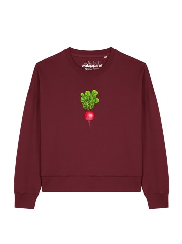 wat? Apparel Sweatshirt Radieschen in Weinrot