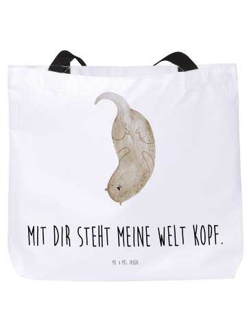 Mr. & Mrs. Panda Totebag Otter Kopfüber mit Spruch in Weiß