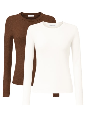 SASSYCLASSY Langarmshirt Set in Weiß-Braun